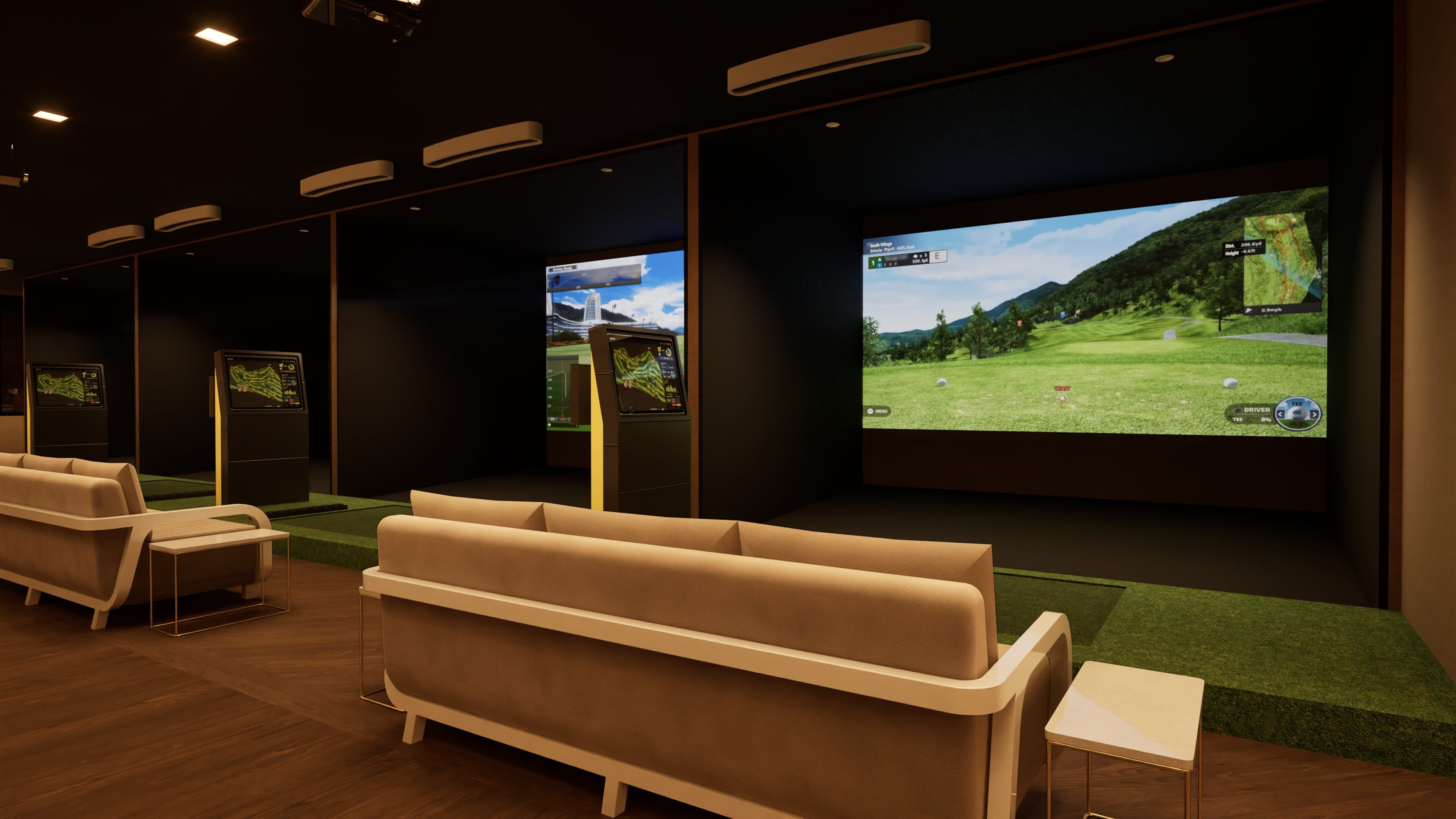 Golf simulator bays